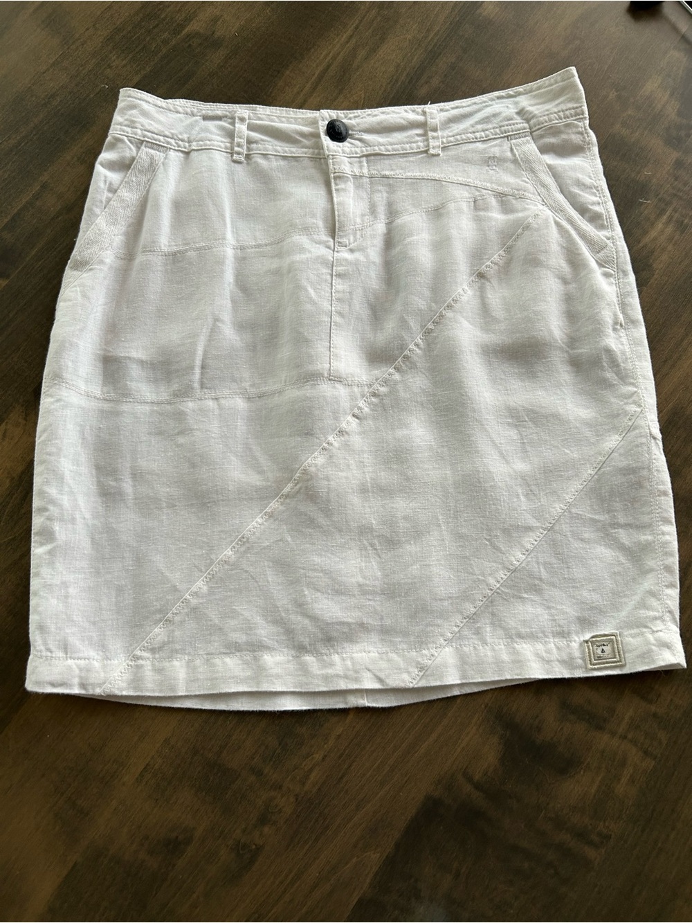 ⛵️☀️White Linen Mini Skirt with Diagonal Panel Detail⛵️☀️